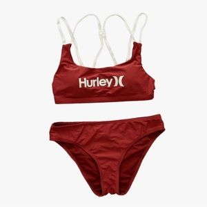 Red white Hurley Bikini top and bottoms set